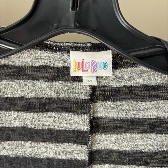 LuLaRoe Striped Gray and Navy Blue Cardigan - Picture 4 of 5